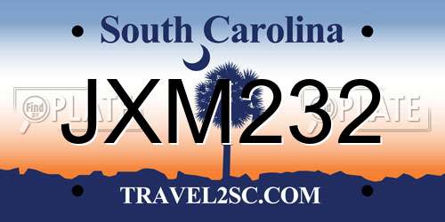 JXM232 South Carolina License Plate