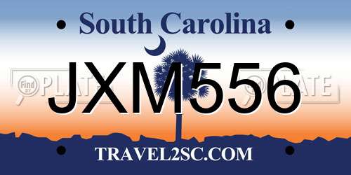 JXM556 South Carolina License Plate