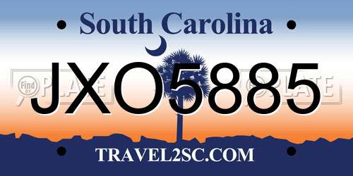 JXO5885 South Carolina License Plate