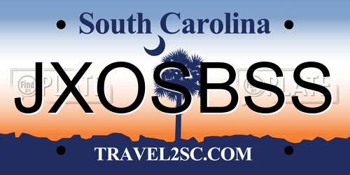 JXOSBSS South Carolina License Plate