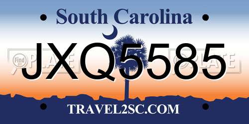 JXQ5585 South Carolina License Plate