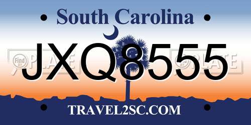 JXQ8555 South Carolina License Plate