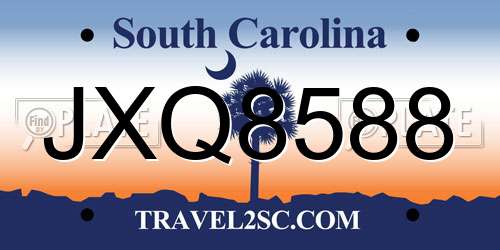 JXQ8588 South Carolina License Plate