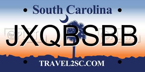 JXQBSBB South Carolina License Plate
