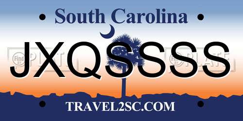 JXQSSSS South Carolina License Plate