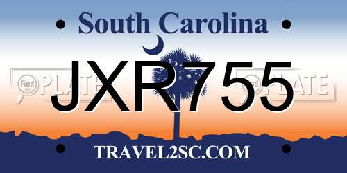JXR755 South Carolina License Plate