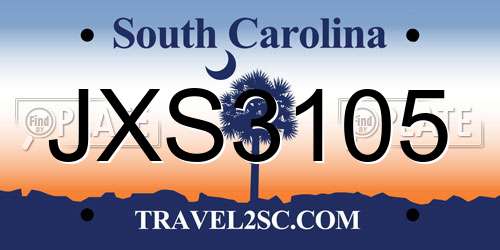 JXS3105 South Carolina License Plate