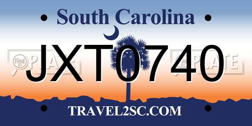 JXT0740 South Carolina License Plate