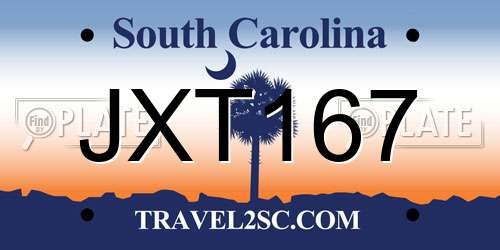 JXT167 South Carolina License Plate