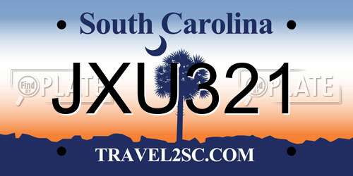 JXU321 South Carolina License Plate