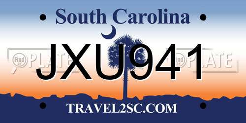 JXU941 South Carolina License Plate