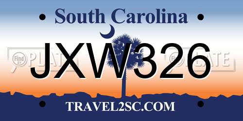 JXW326 South Carolina License Plate