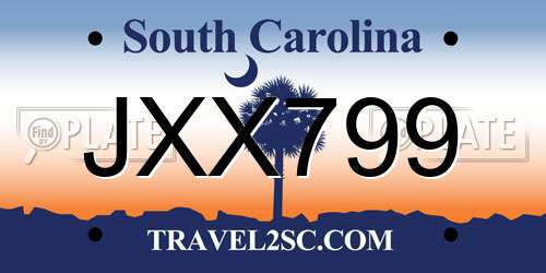 JXX799 South Carolina License Plate
