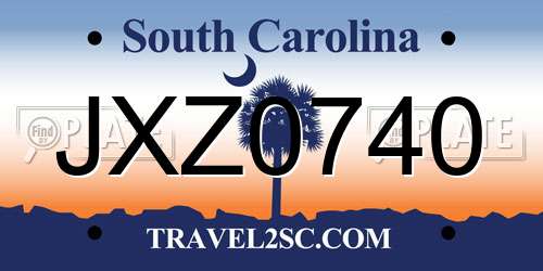 JXZ0740 South Carolina License Plate