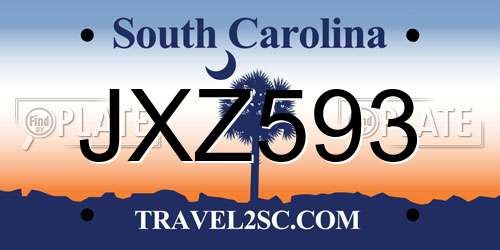 JXZ593 South Carolina License Plate