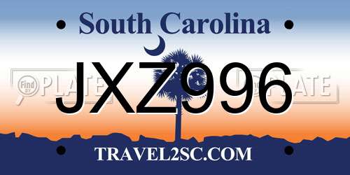 JXZ996 South Carolina License Plate