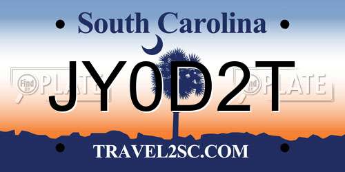 JY0D2T South Carolina License Plate
