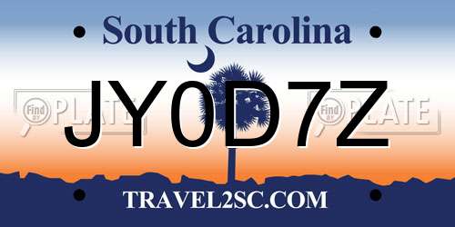 JY0D7Z South Carolina License Plate