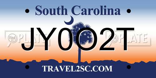 JY0O2T South Carolina License Plate