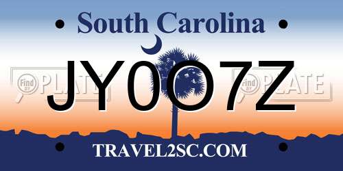JY0O7Z South Carolina License Plate
