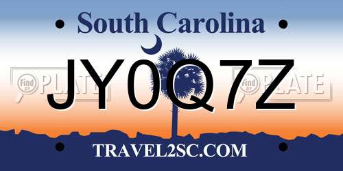 JY0Q7Z South Carolina License Plate