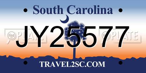 JY25577 South Carolina License Plate