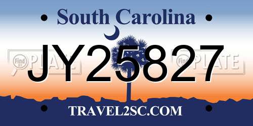 JY25827 South Carolina License Plate