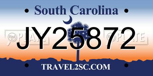 JY25872 South Carolina License Plate