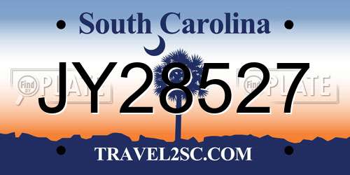 JY28527 South Carolina License Plate