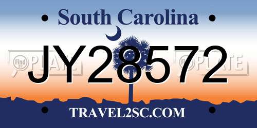 JY28572 South Carolina License Plate