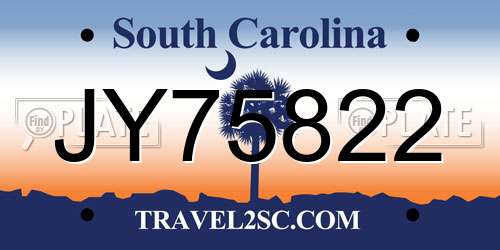JY75822 South Carolina License Plate