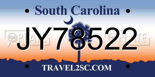 JY78522 South Carolina License Plate