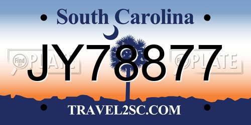 JY78877 South Carolina License Plate