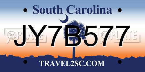 JY7B577 South Carolina License Plate