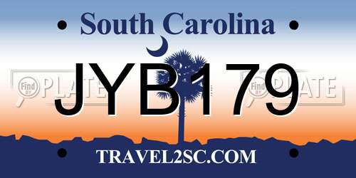 JYB179 South Carolina License Plate