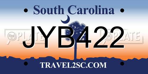 JYB422 South Carolina License Plate