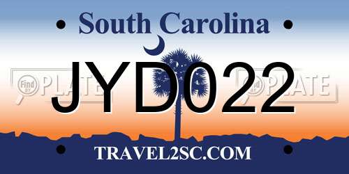 JYD022 South Carolina License Plate