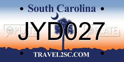 JYD027 South Carolina License Plate