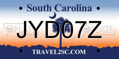 JYD07Z South Carolina License Plate