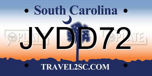 JYDD72 South Carolina License Plate