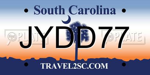 JYDD77 South Carolina License Plate