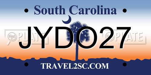 JYDO27 South Carolina License Plate
