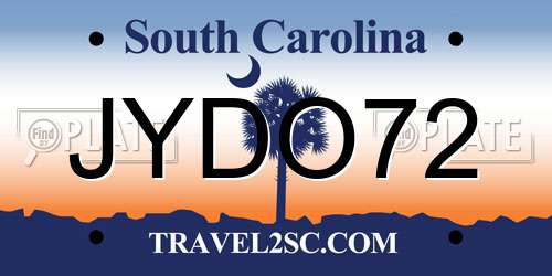 JYDO72 South Carolina License Plate