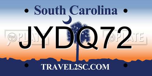 JYDQ72 South Carolina License Plate