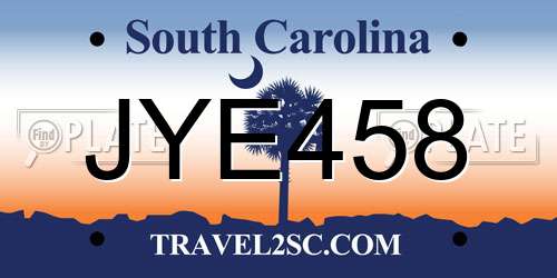 JYE458 South Carolina License Plate