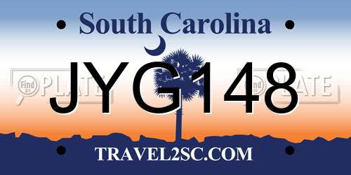 JYG148 South Carolina License Plate