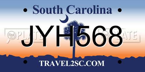 JYH568 South Carolina License Plate
