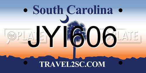 JYI606 South Carolina License Plate