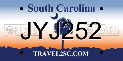 JYJ252 South Carolina License Plate