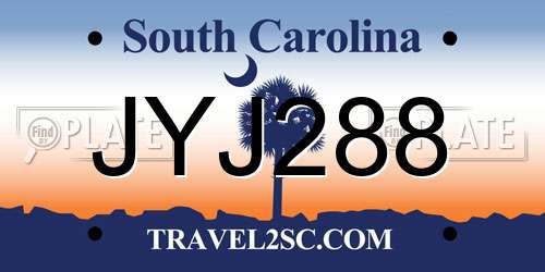 JYJ288 South Carolina License Plate